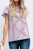 Vlovelaw Summer Geometric Stitching Lace Short Sleeves Tops (6 Colors)