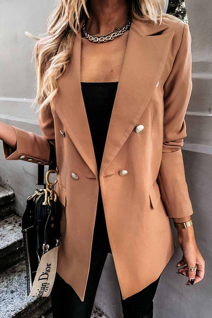 Vlovelaw Solid Color Long-Sleeved Double-Breasted Blazer Tops（4 colors）