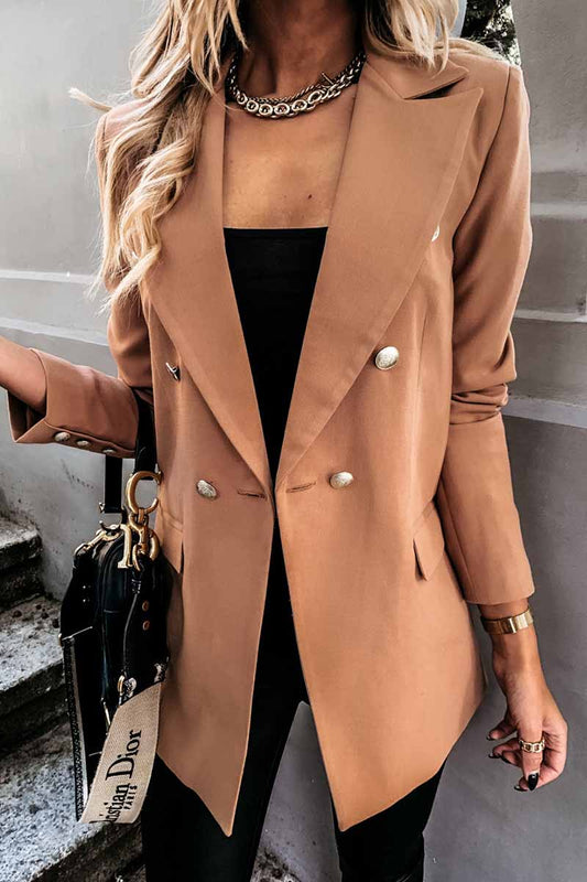 Vlovelaw Solid Color Long-Sleeved Double-Breasted Blazer Tops（4 colors）