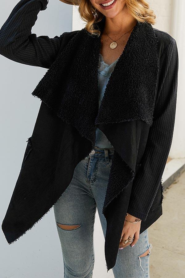 Vlovelaw Solid Plush Irregular Coat