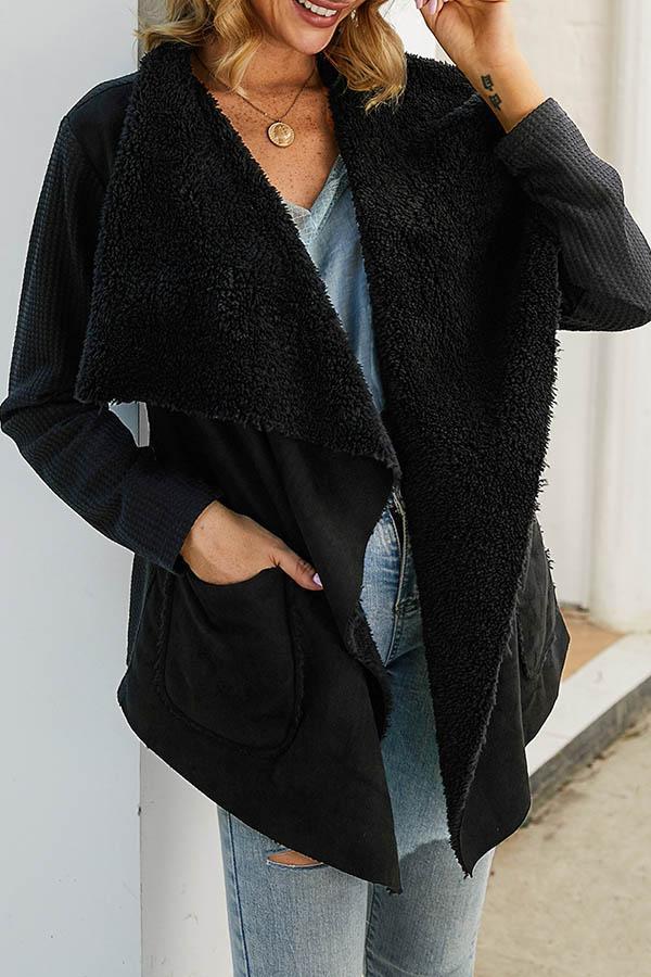 Vlovelaw Solid Plush Irregular Coat